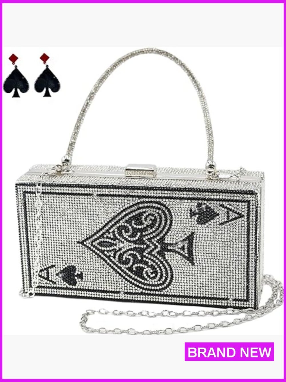Rhinestone Crystal Evening Clutch Bag Bling Bridal Square Minaudière Handbag